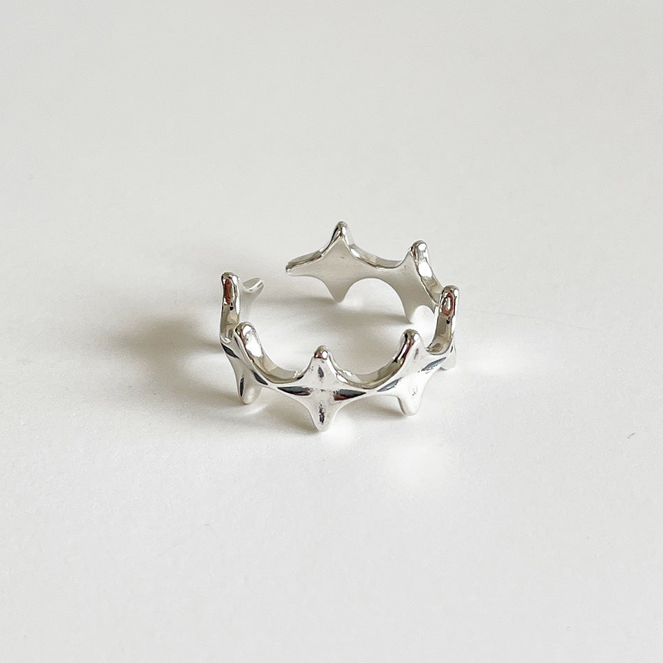 Vintage Sweet 925 Sterling Silver Star Ring for Women