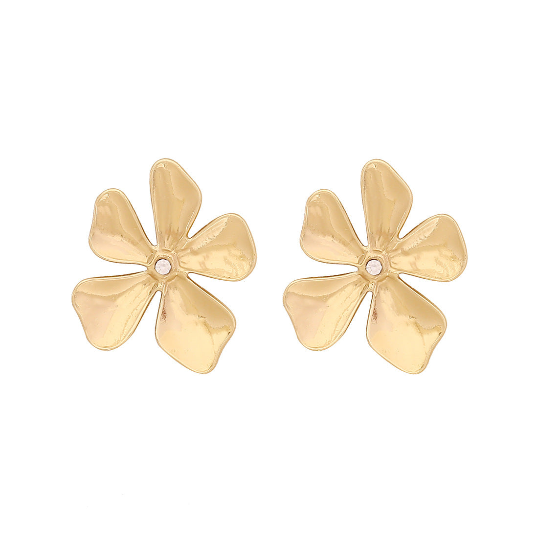 Personality Heart Flower Stainless Steel Plated Stud Earrings