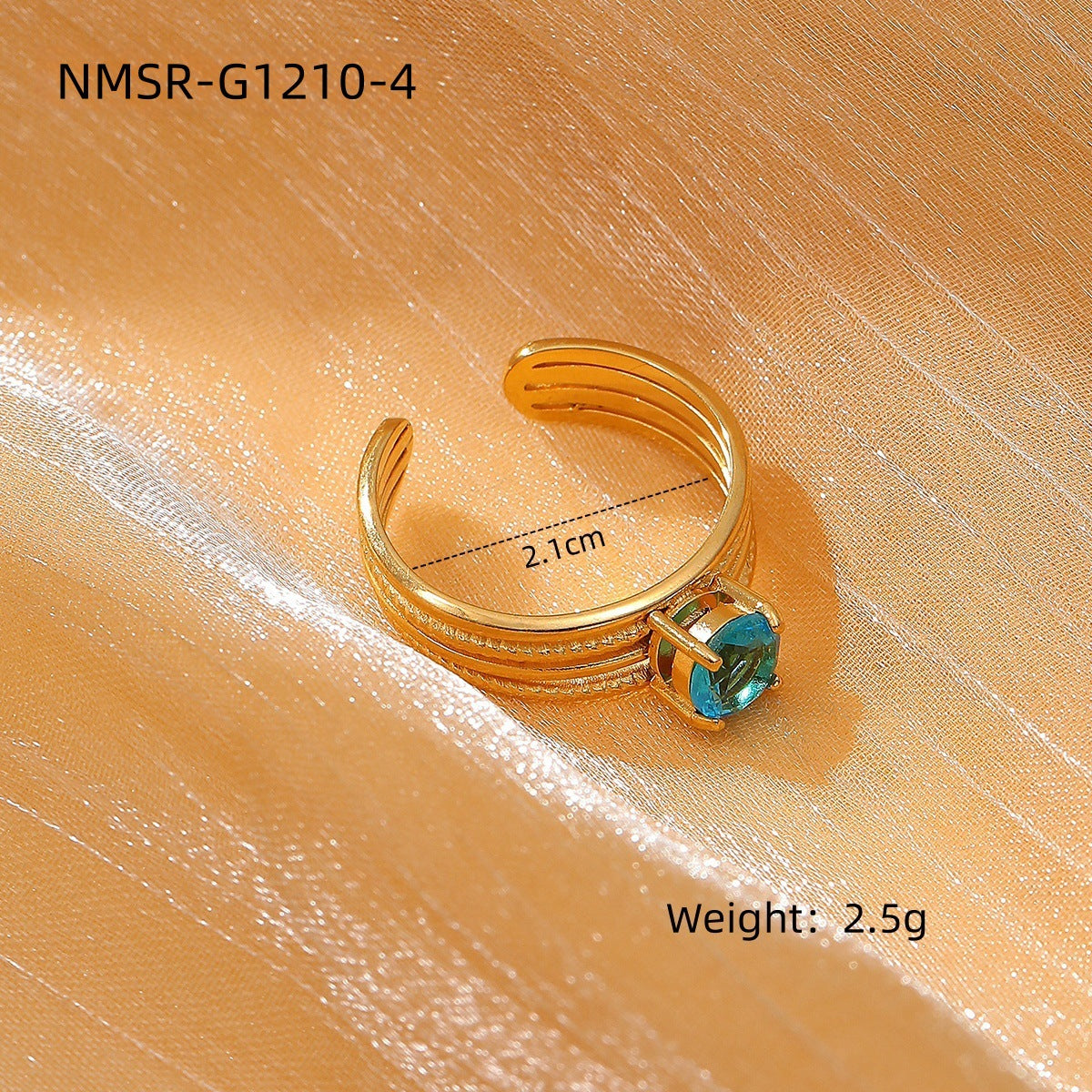 Minimalist Luxury Stainless Steel Ring with 18K Gold Plating and Colored Zirconia, Round Geometric Design for Women