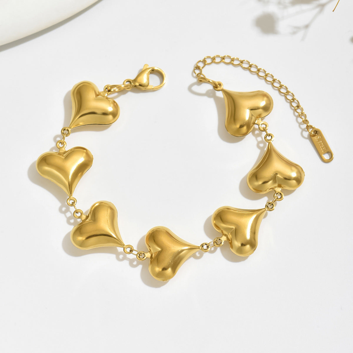 Elegant Geometric Heart Cross Teardrop Stainless Steel Plated Bracelet for Women