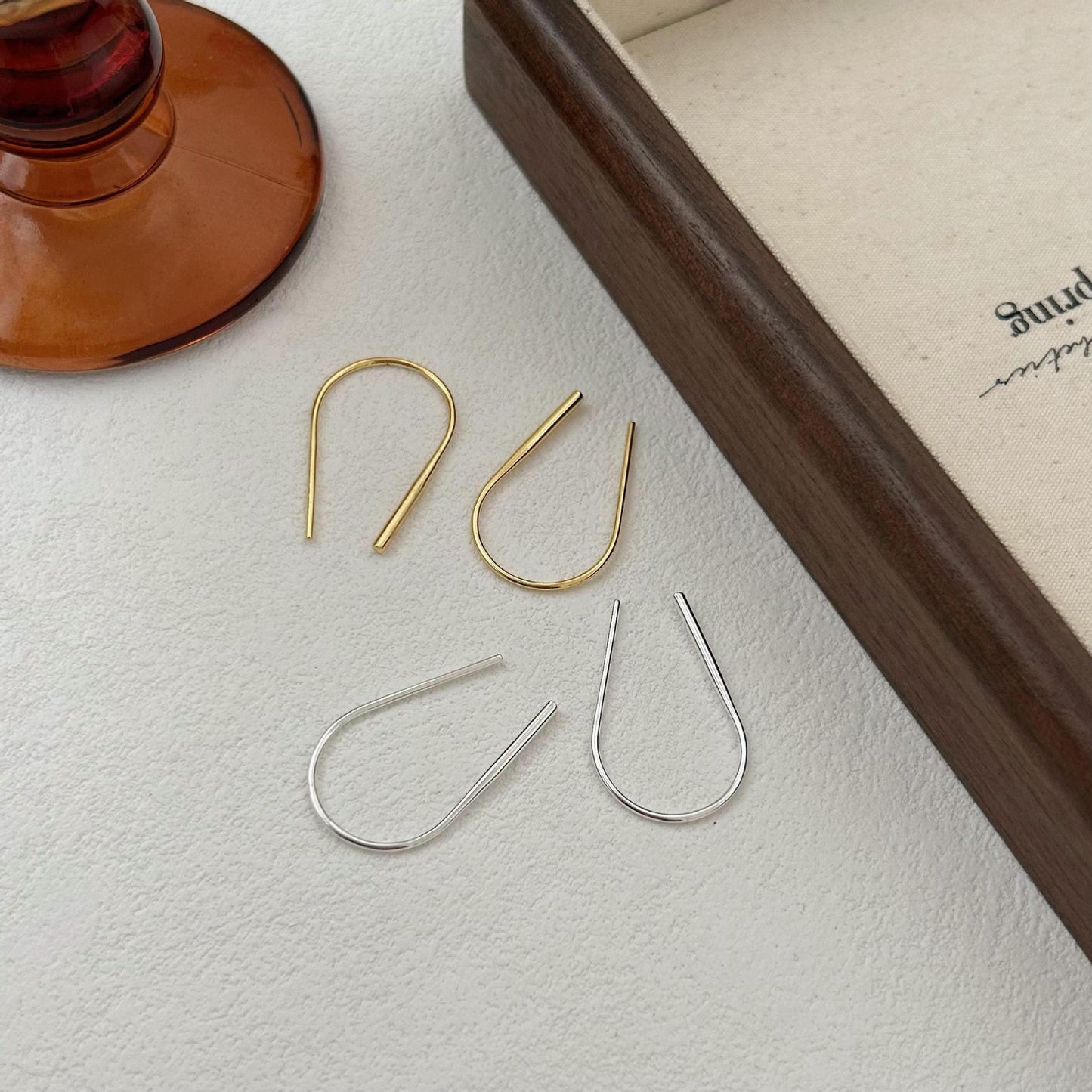 Pendientes de plata de ley 925 con forma de U, estilo coreano, diseño geométrico, con incrustaciones de perlas, joyería para mujer