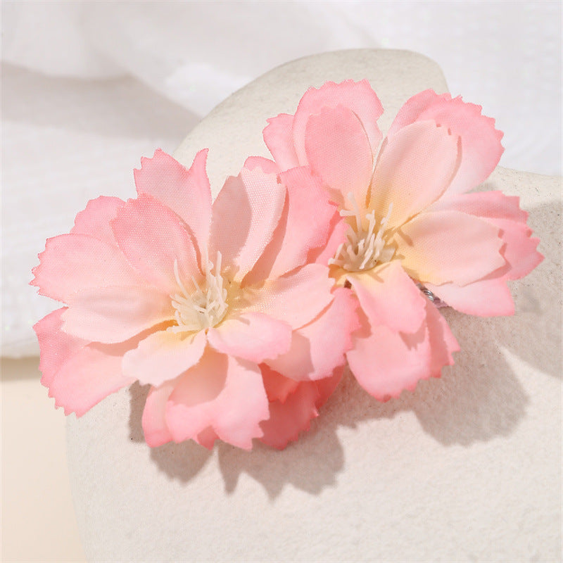 Cute Floral Hair Clip for Kids in Spring Pastel Gradient Colors with Metal Base and Flower Accent Design