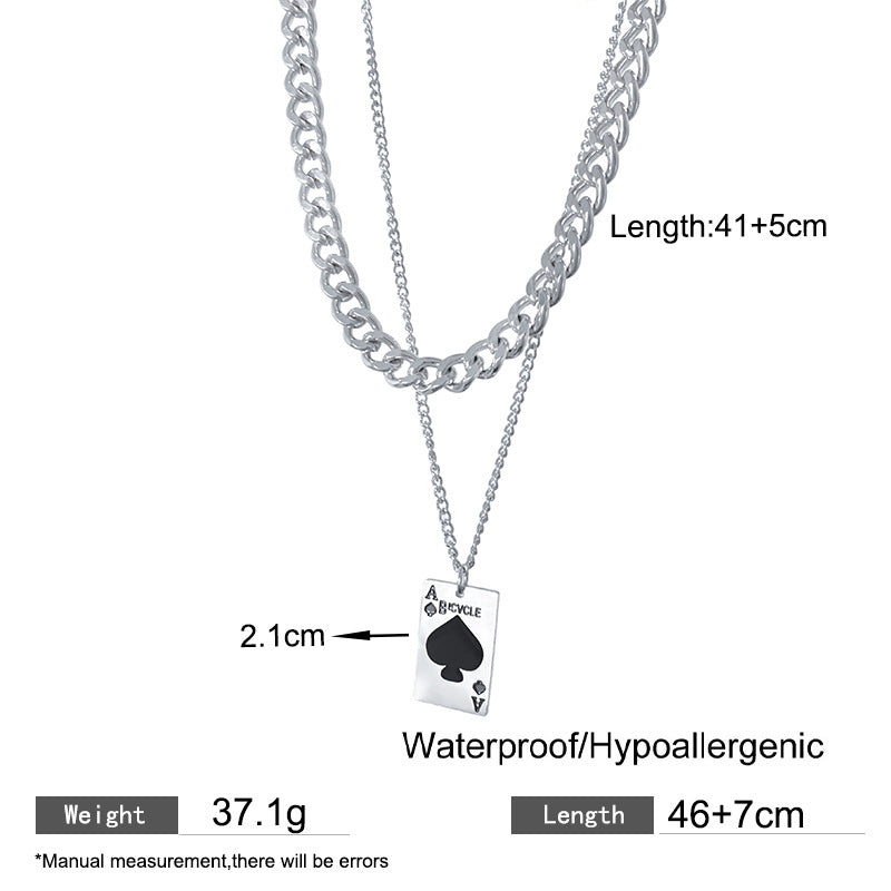 Vintage Hip-hop Geometric Letter Titanium Steel Plated Cuban Link Chain Necklace for Unisex