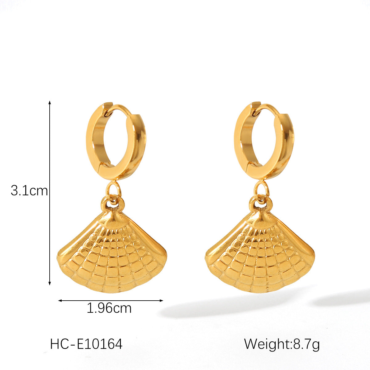 INS Style Crab and Starfish Shell-Shaped Earrings for Women in Titanium Steel with 18K Gold Plating