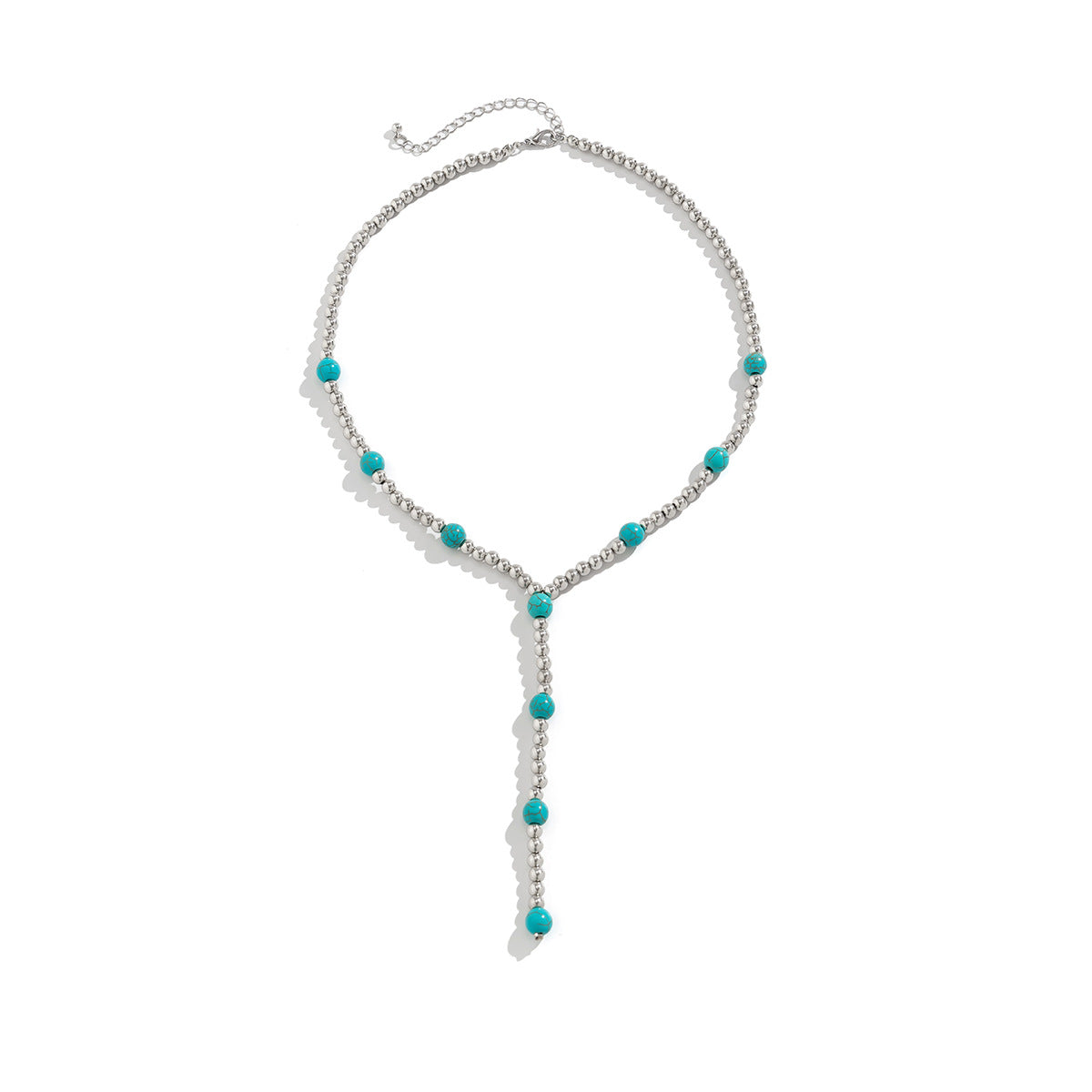 Collana da donna con nappe a Y geometrica minimalista con perline in resina e finitura placcata