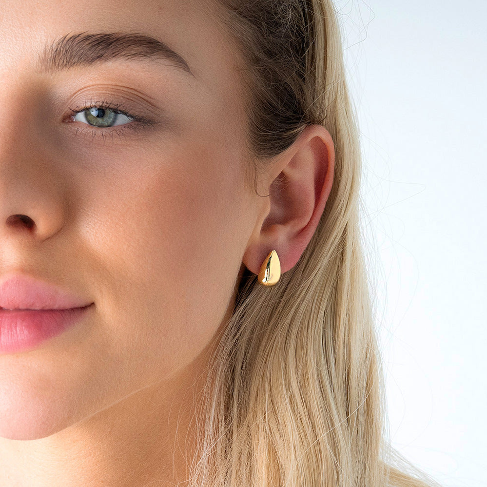 Pendientes de Acero Inoxidable con Forma de Gota de Agua Minimalista con Acabado Chapado para Mujer