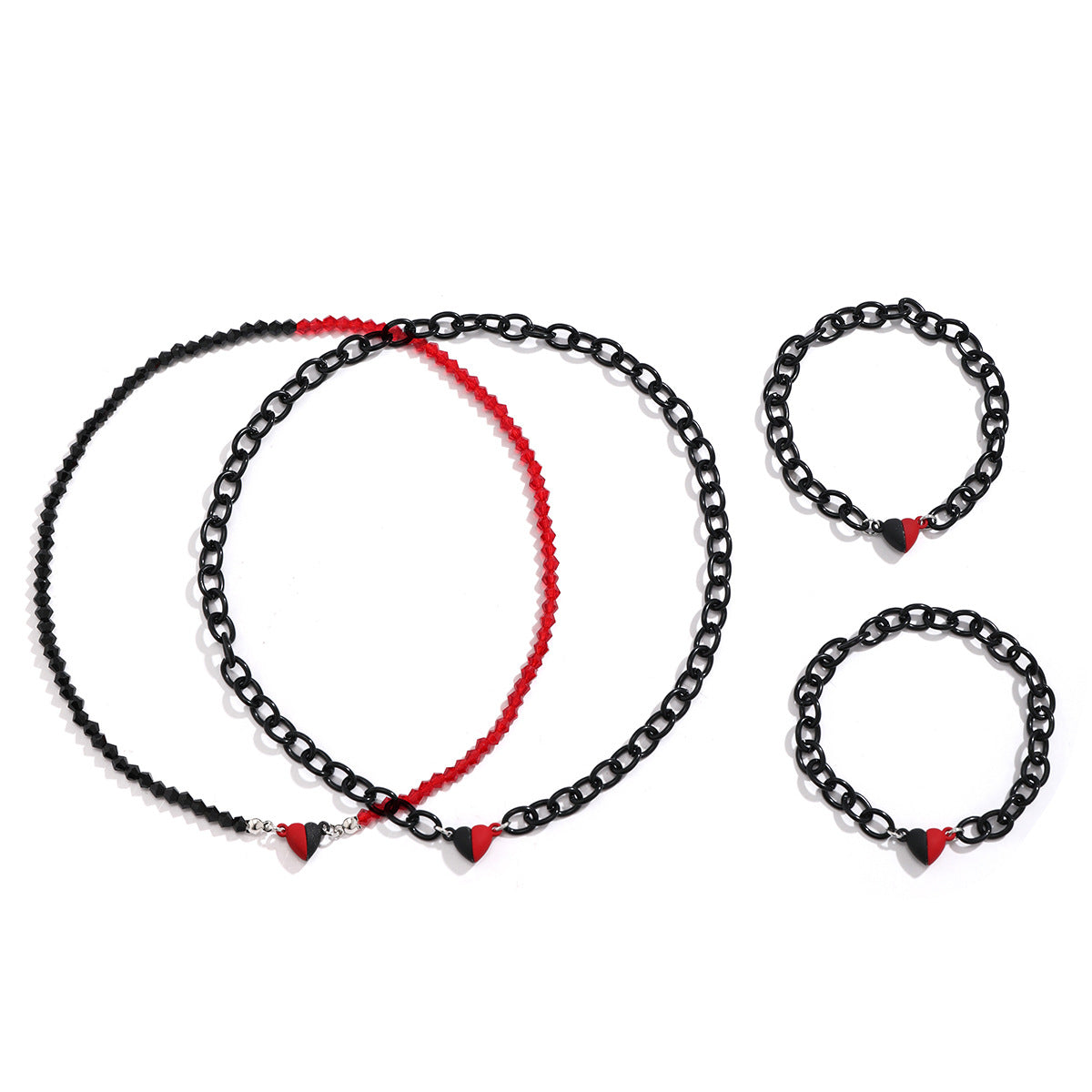 Minimalist Magnetic Heart-Shaped Pendant Necklace for Women with Electroplated Metal O-Chain and Geometric Accents