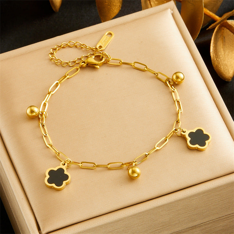 Vintage Elegant Round Star Stainless Steel Plated Rhinestone Bracelet with Lightning and Blue Eye Charms