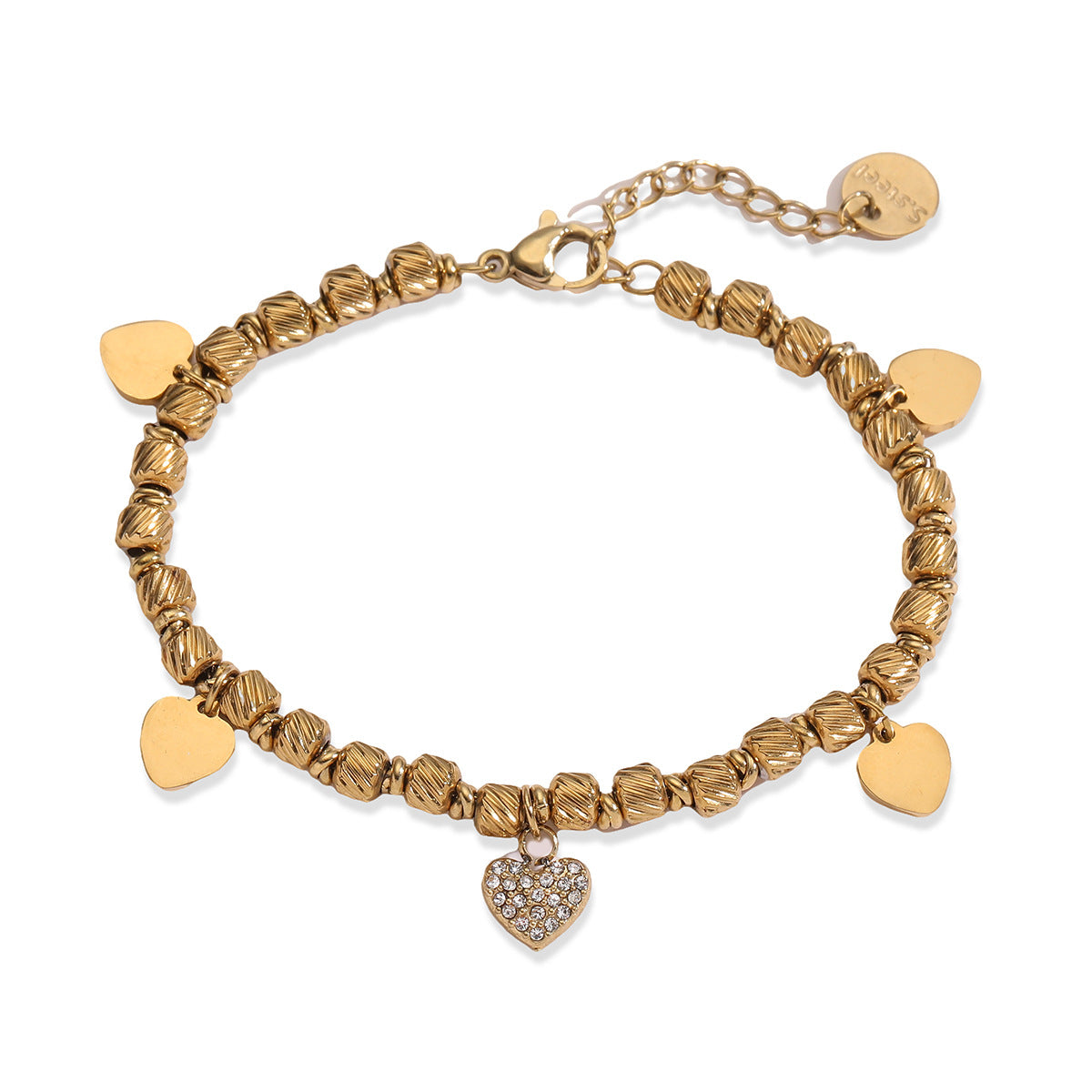 Punk Style Geometric Stainless Steel Bracelet with 18K Gold Plating for Women