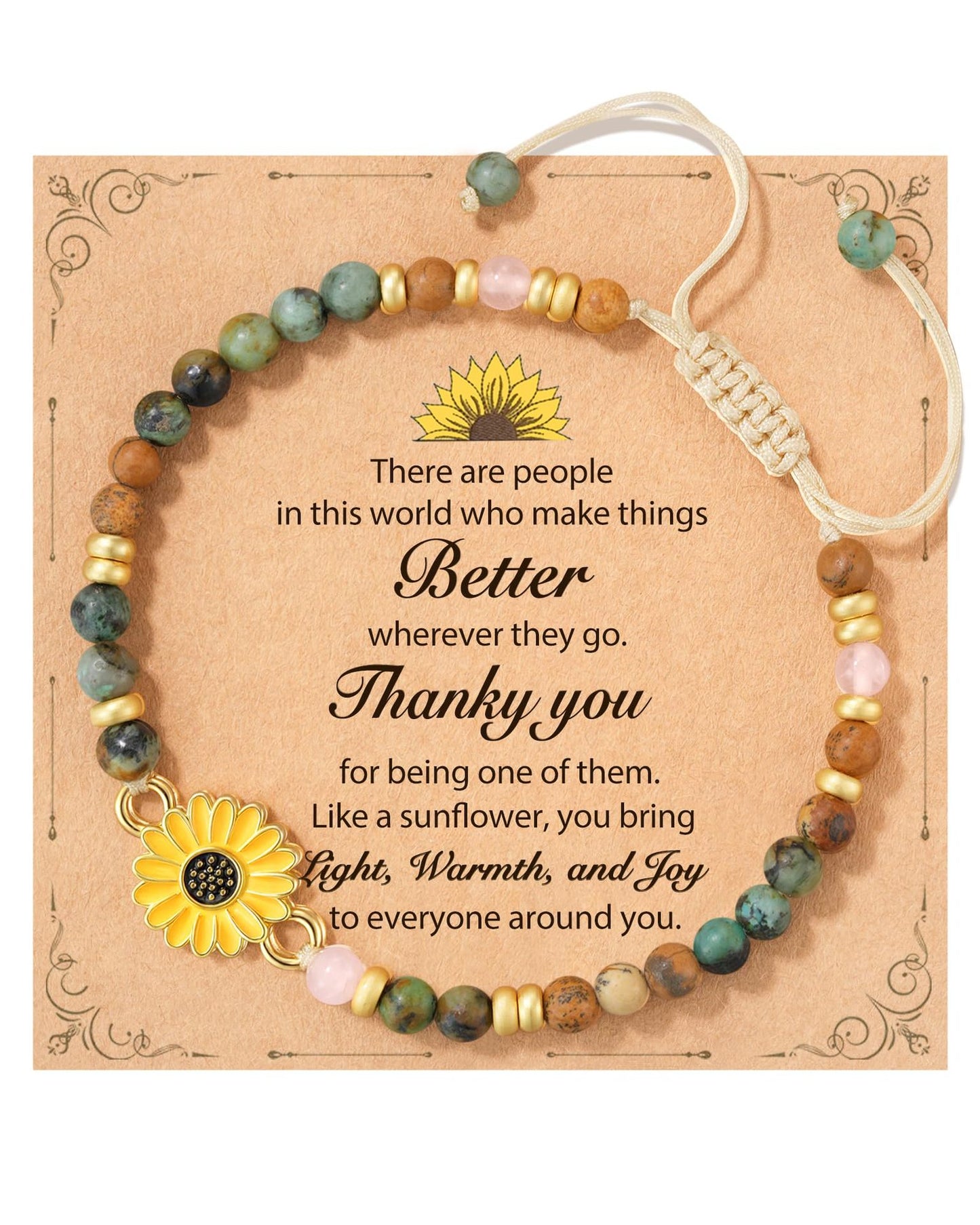 Sweet Geometric Sunflower Turquoise Pendant Stainless Steel Bracelet Unisex