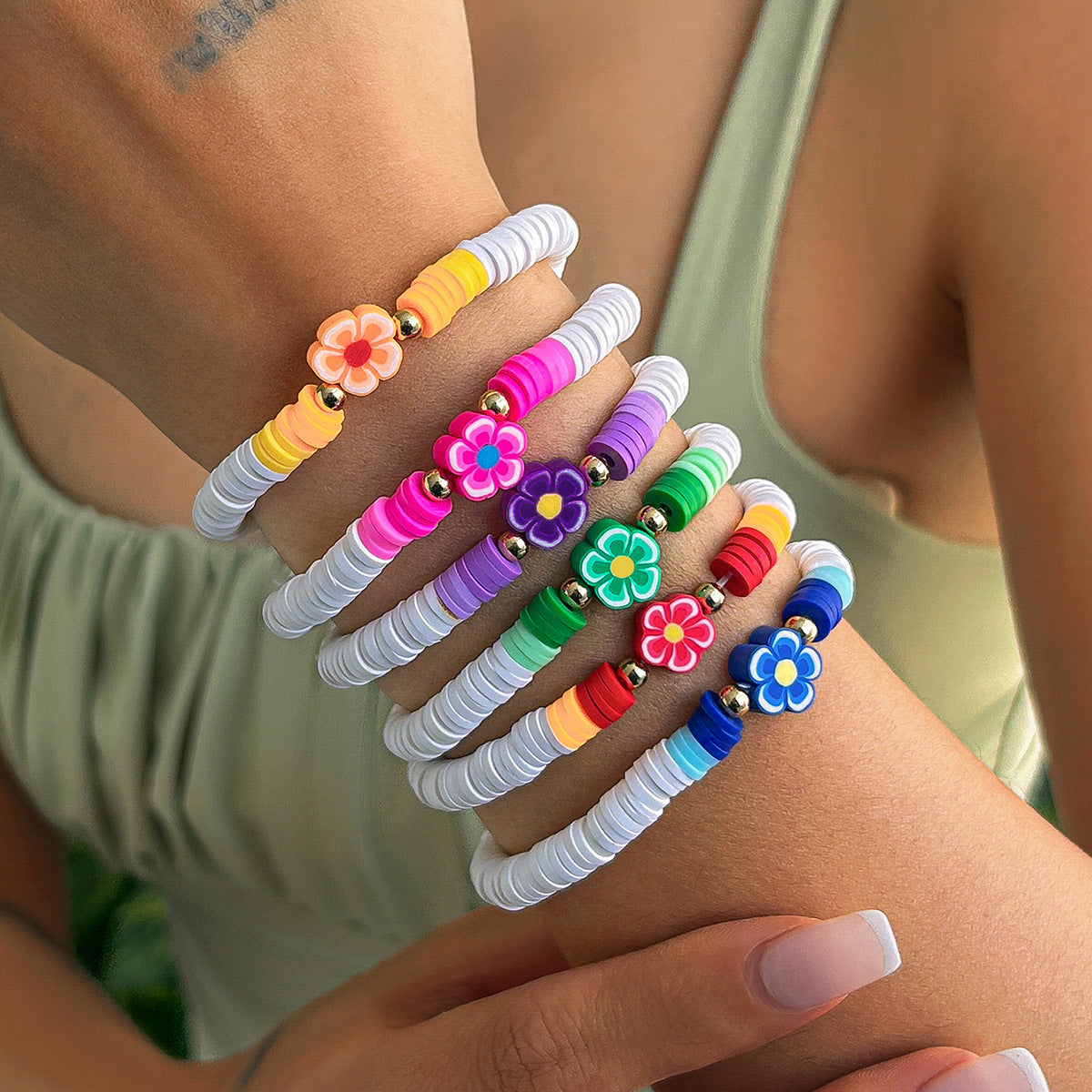 Bohemian Vintage Floral Plated Resin Bracelet for Women
