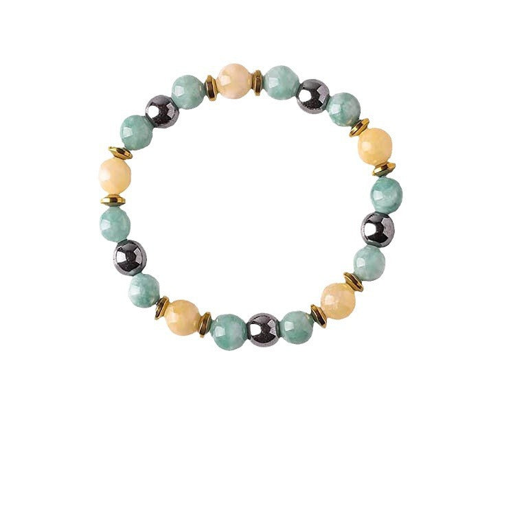 Minimalist Natural Agate Beaded Bracelet Unisex Geometric Round Stone Hand Jewelry