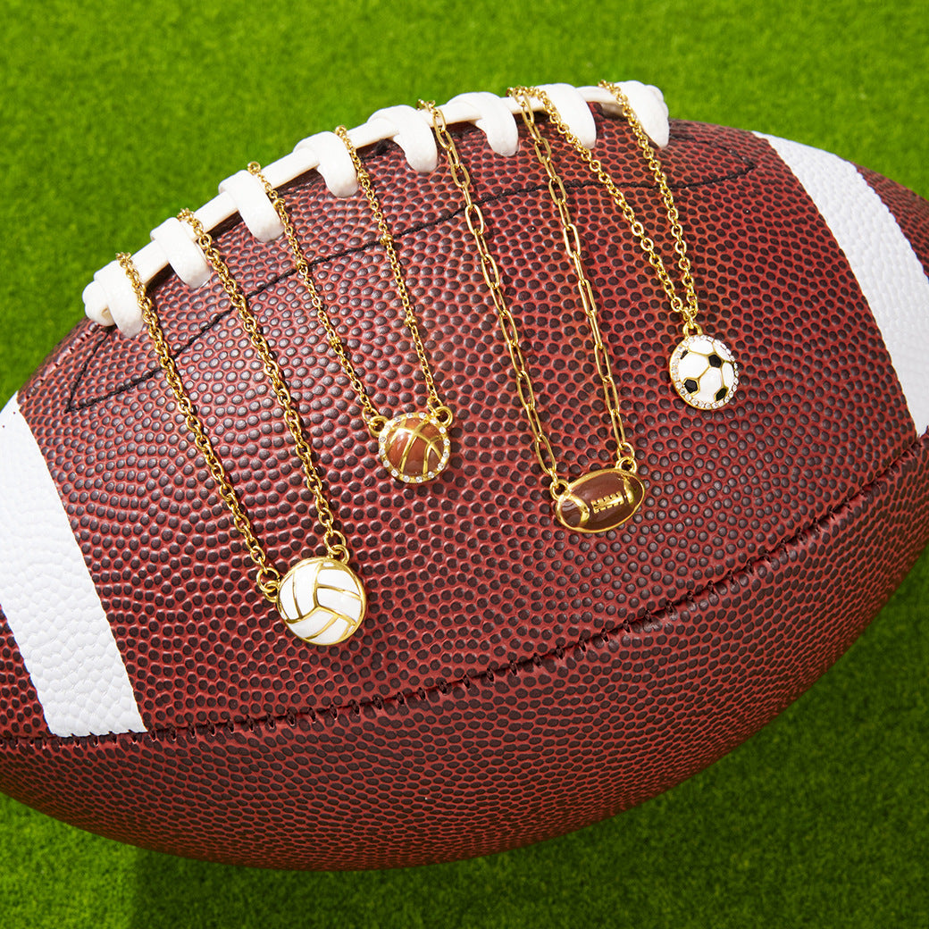 Geometric Drip Oil Stainless Steel Soccer Necklace for Women