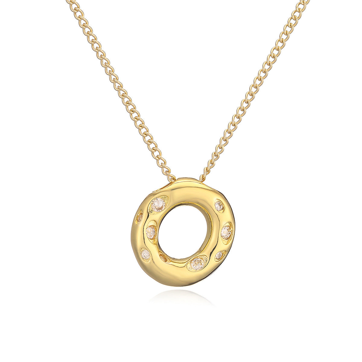 Collana da donna con ciondolo a lettera geometrico minimalista in ottone con placcatura in oro e intarsi in zircone