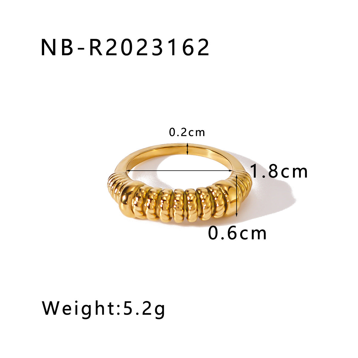 Vintage INS Style Geometric Textured Woven Stainless Steel Ring with 18K Gold Plating for Women and Men