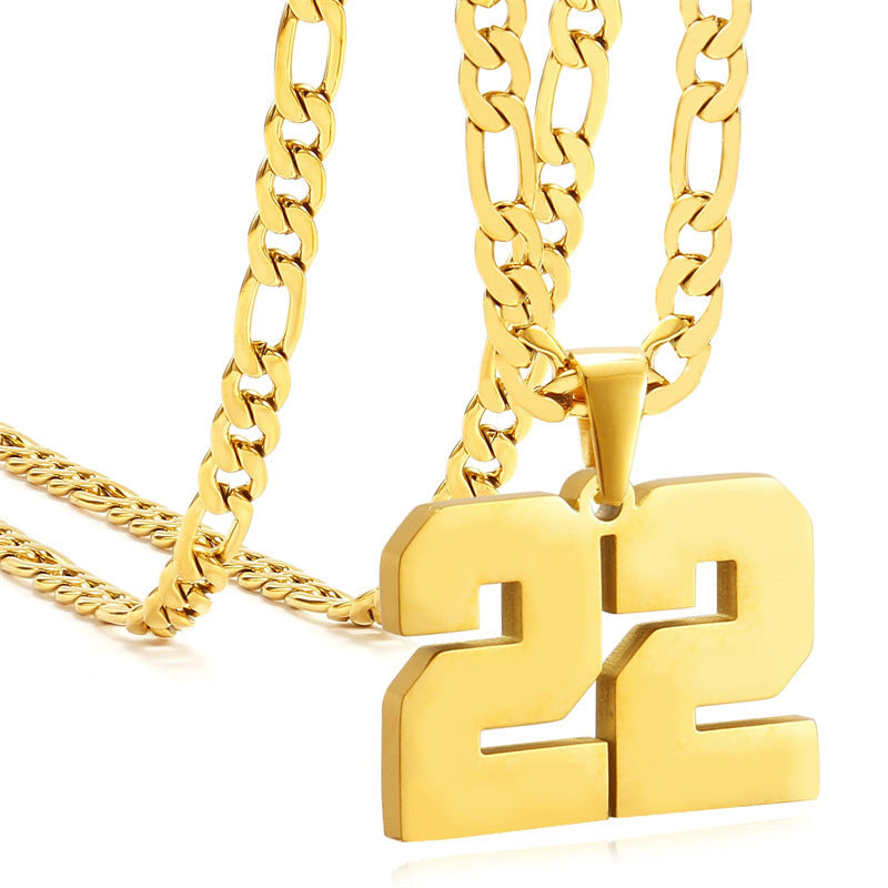 Minimalist Numeric Pendant Necklace for Men and Women Stainless Steel Chain with Polished Titanium Steel Charm
