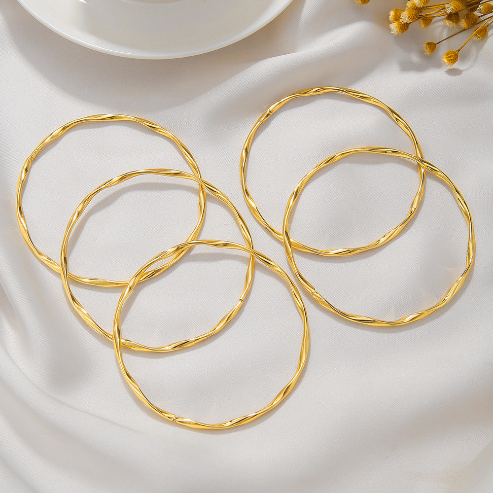 Minimalist Gold Plated Iron Geometric Round Bangle Set for Women