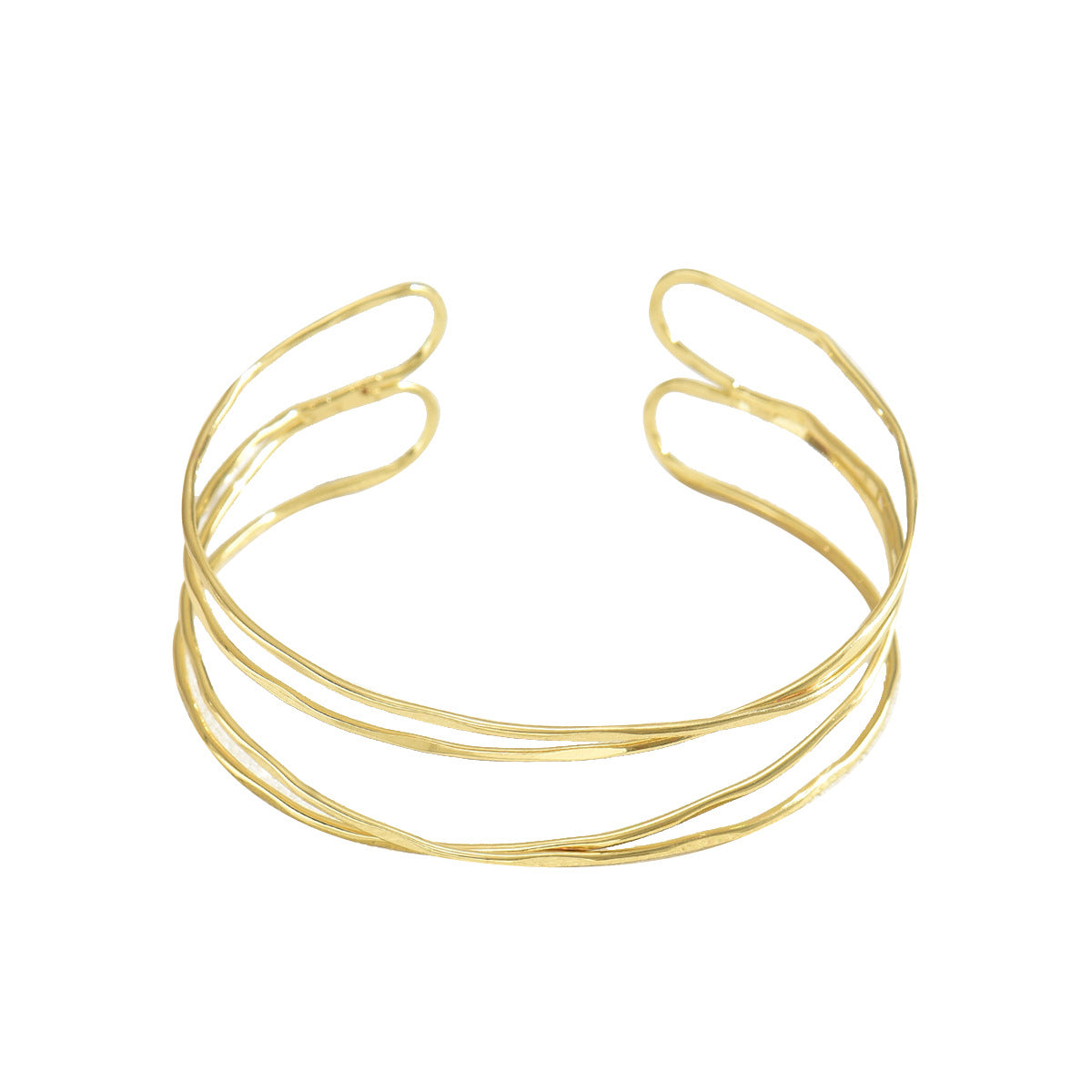 Minimalist Geometric Alloy Bracelet for Women with Plated Finish Multi-Layer Arm Cuff