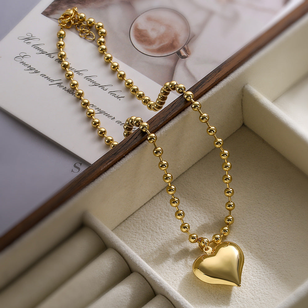 Collana con Ciondolo a Cuore Minimalista in Rame, Placcata Oro 18K da Donna
