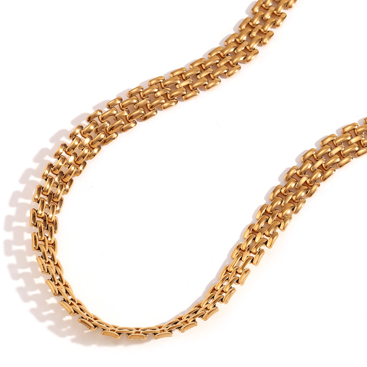 Fashionable Geometric Stainless Steel Plated 18K Gold Handmade Woven Necklace for Women