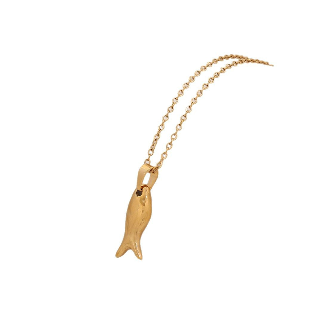 Collana con Ciondolo Unico a Forma di Pesce in Acciaio Inossidabile da Donna con Motivo Animale e Stile Minimalista