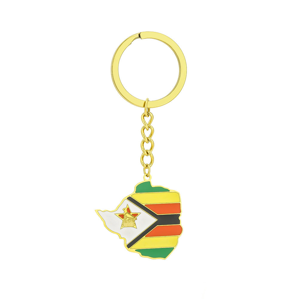 Llavero Bandera de Zimbabue Estilo Europeo Colgante de Acero Inoxidable para Hombres y Mujeres