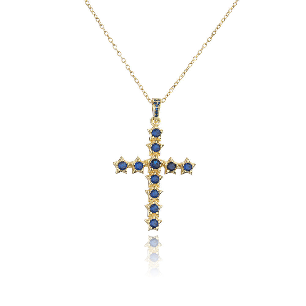 Minimalist Star-Shaped Zirconia Pendant Necklace in Copper with 18K Gold Plating for Women