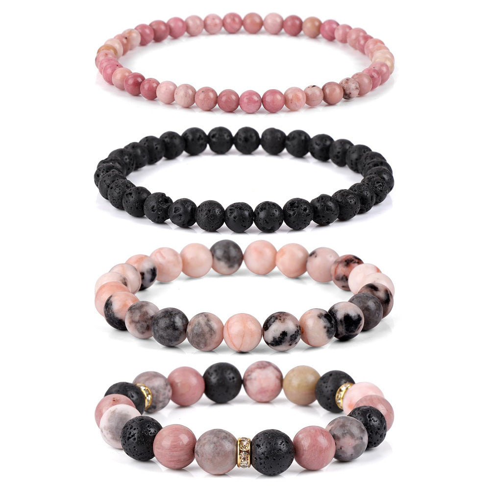 Geometric Natural Stone Beaded Bracelet Set Unisex Handmade Jewelry