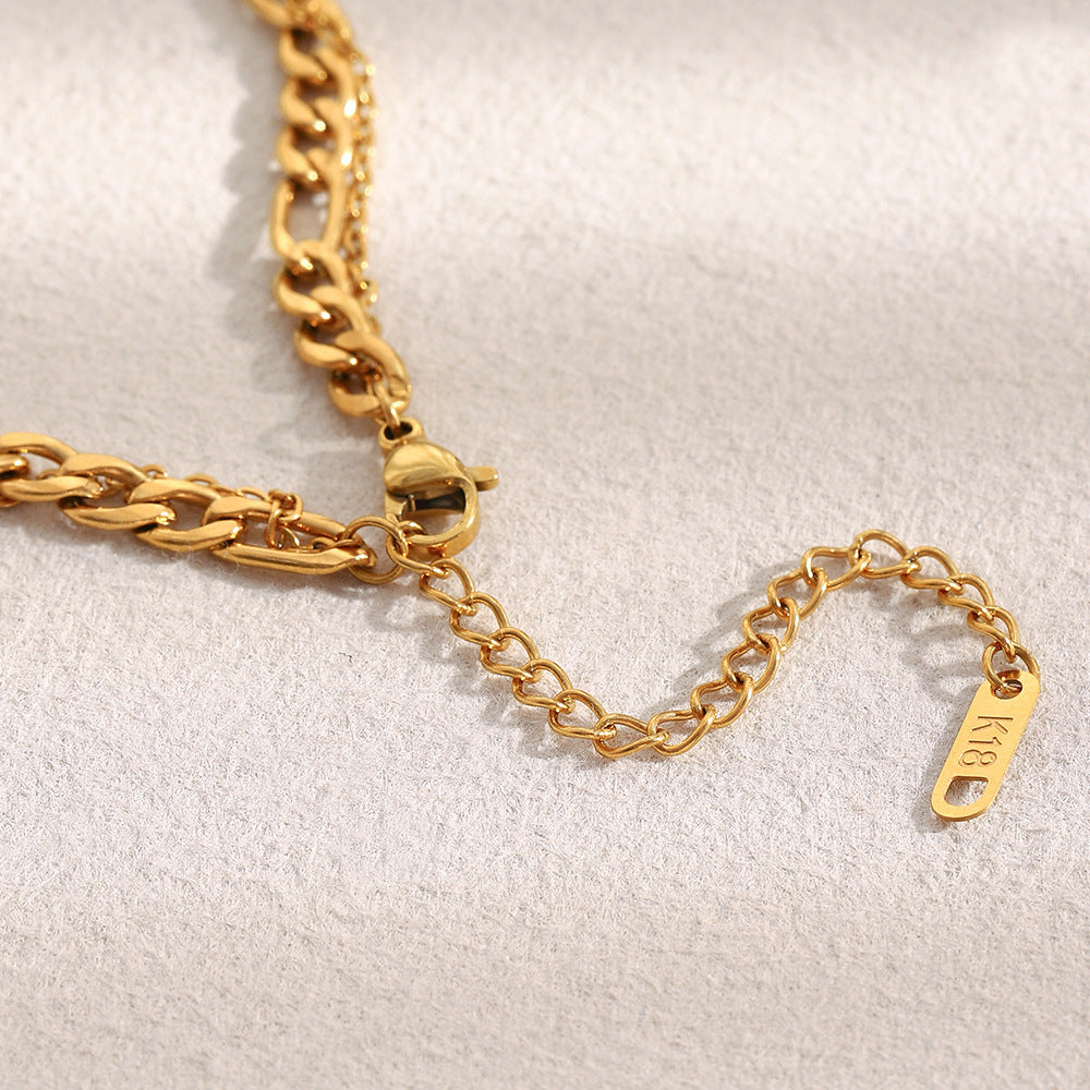 Collana da donna a doppio strato in acciaio inossidabile geometrica minimalista con placcatura in oro 18 carati