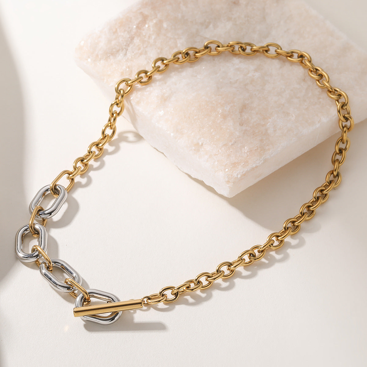Minimalist Hip-hop Geometric Stainless Steel Necklace with Irregular Design and OT Clasp