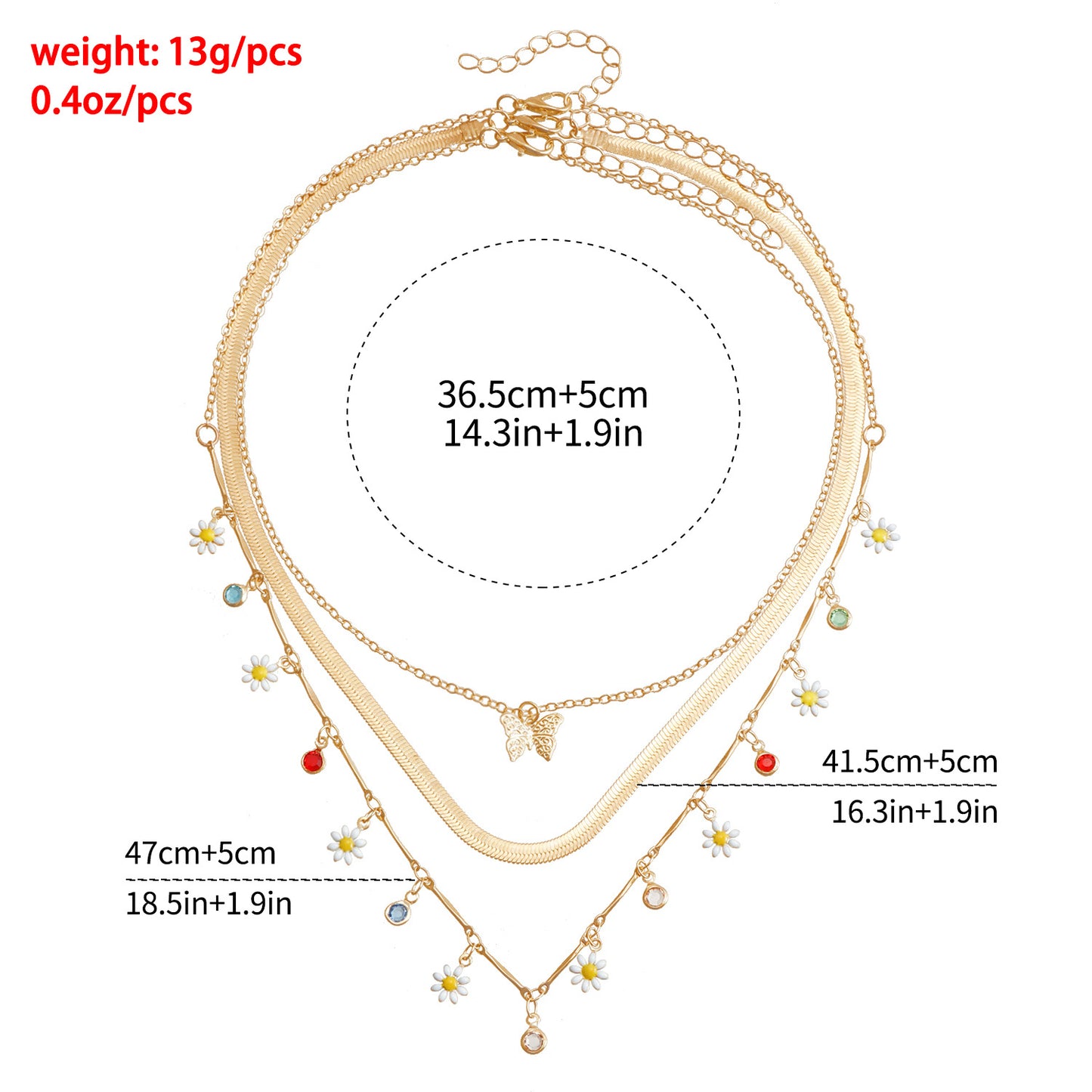 Floral Butterfly Pendant Necklace with Rhinestone Accents on Snake Chain for Women, Fashionable Layered Collarbone Necklace in Alloy with Plating Finish