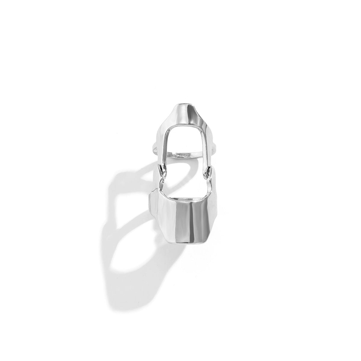 Anello da nocche regolabile da donna in lega in stile hip-hop, geometrico, traforato, vintage, con finitura placcata