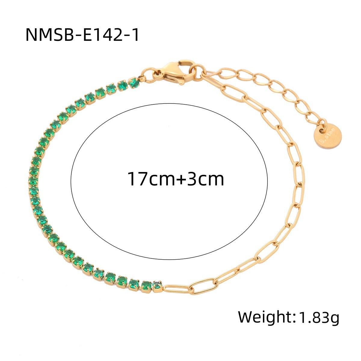 Pulsera geométrica de arcoíris de moda con diamantes de imitación para mujer, de acero de titanio con acabado chapado y delicado diseño de cristales de hilera completa