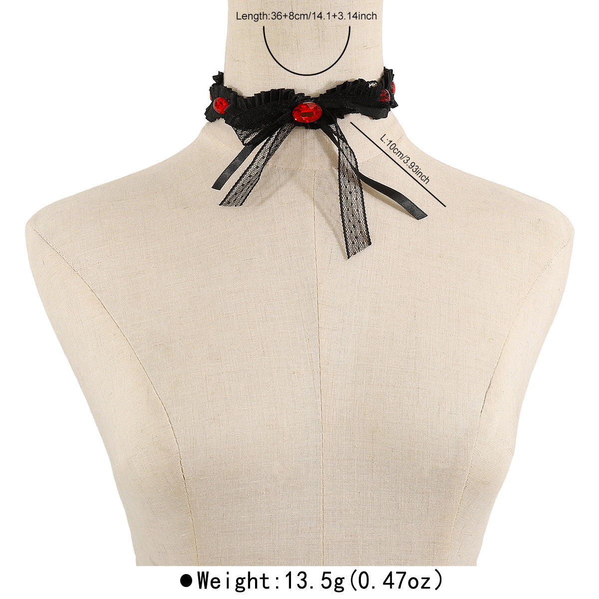 Dark Romantic Lace Bow Choker Necklace with Rhinestone Accents for Women Minimalist Geometric Locket Style