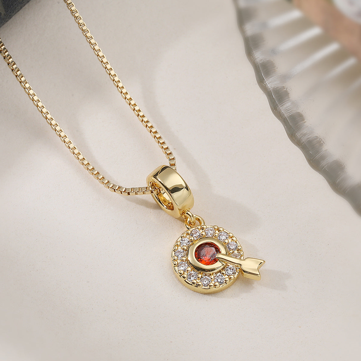 Minimalist 18K Gold Plated Brass Geometric Star Cubic Zirconia Pendant Necklace for Women