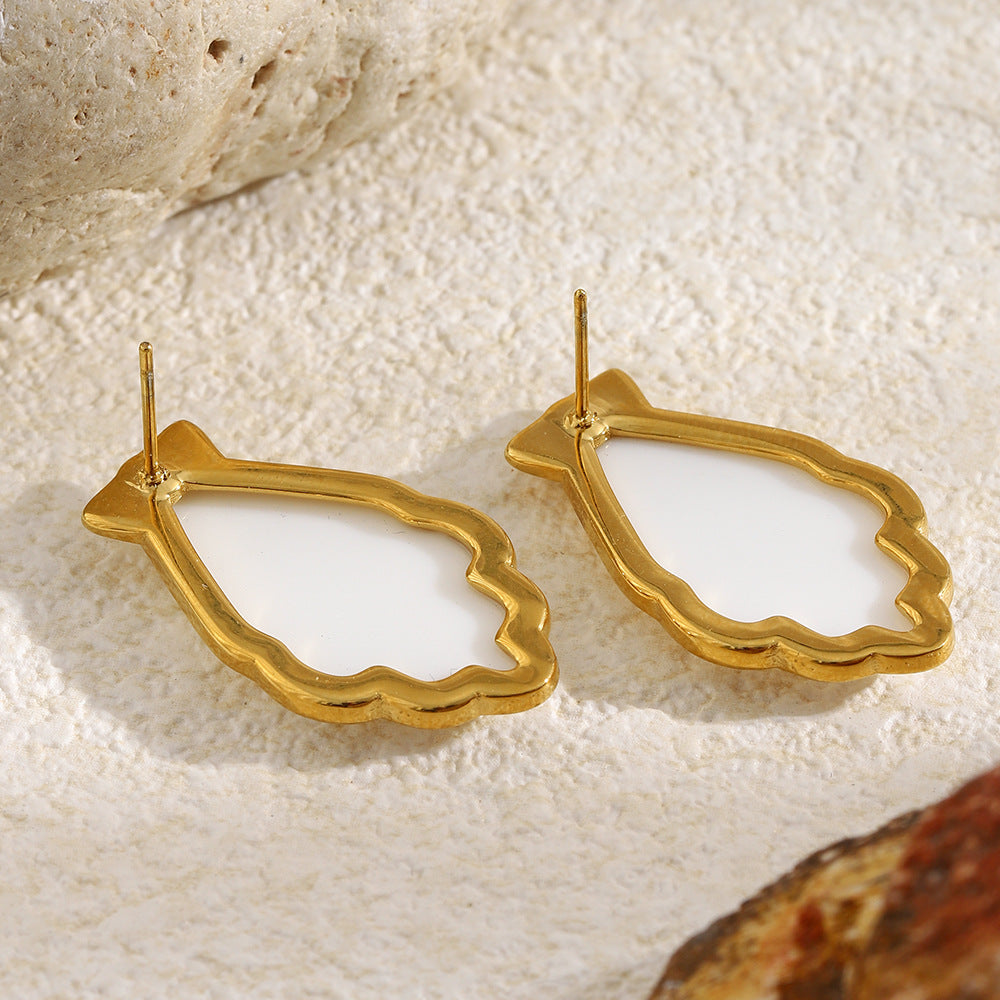 Elegant Geometric Stainless Steel 18K Gold Plated Acrylic Shell Earrings for Women