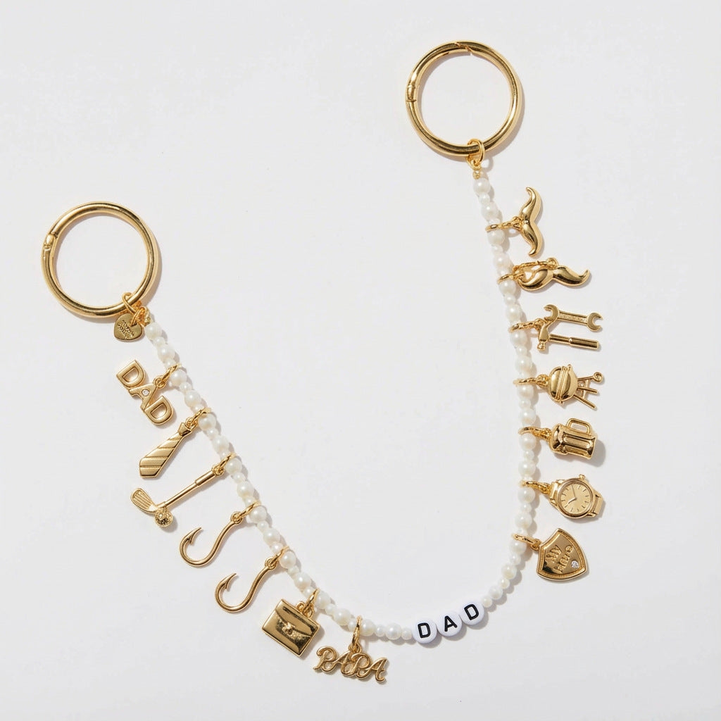 Vintage 18K Gold Plated Stainless Steel Father's Day Beard Charm Bar