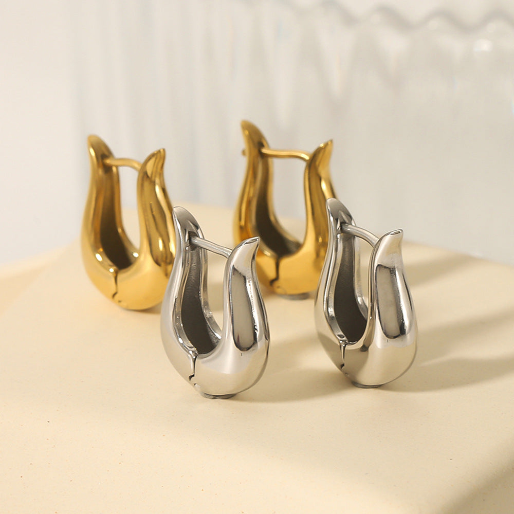 Orecchini Minimalisti Irregolari Geometrici in Acciaio Inox con Placcatura Sottovuoto in Oro 18K da Donna