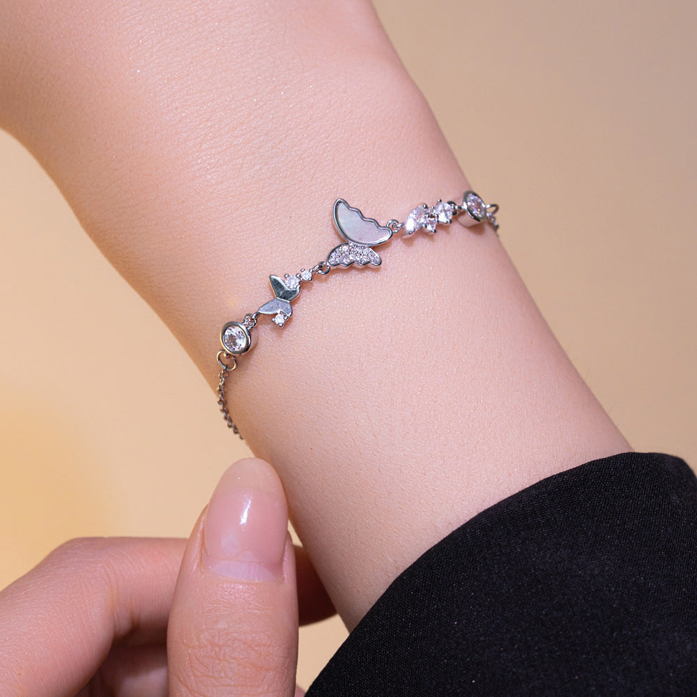Luxury Butterfly Knot Shaped Titanium Steel Bracelet with Rhinestone Inlay for Women, Hypoallergenic Plated Finish