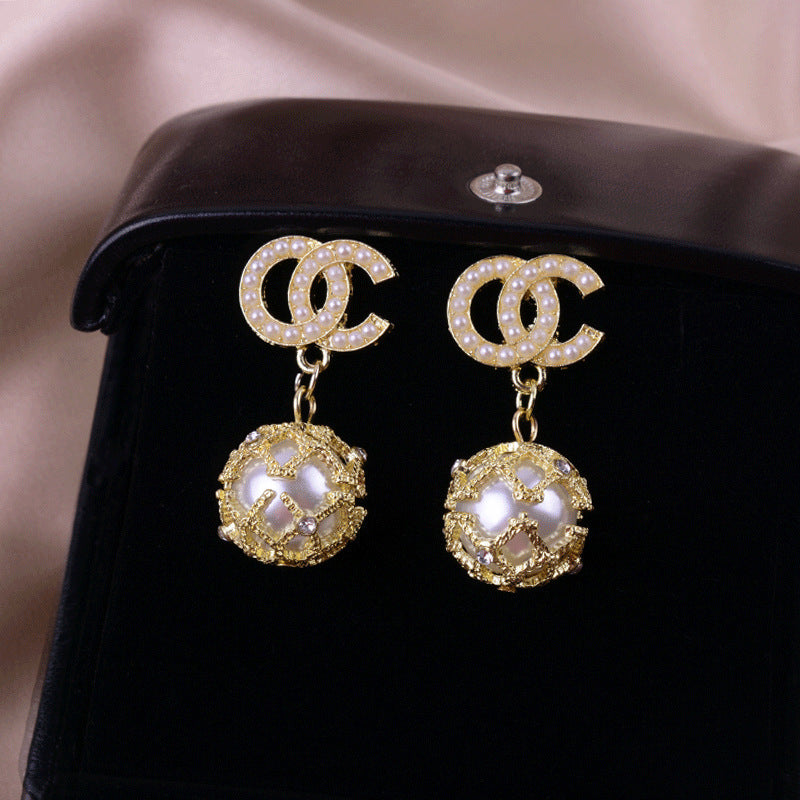 Minimalist Geometric Drop Earrings with Zircon and Pearl Accents in Gold-Plated Copper and 925 Sterling Silver Posts