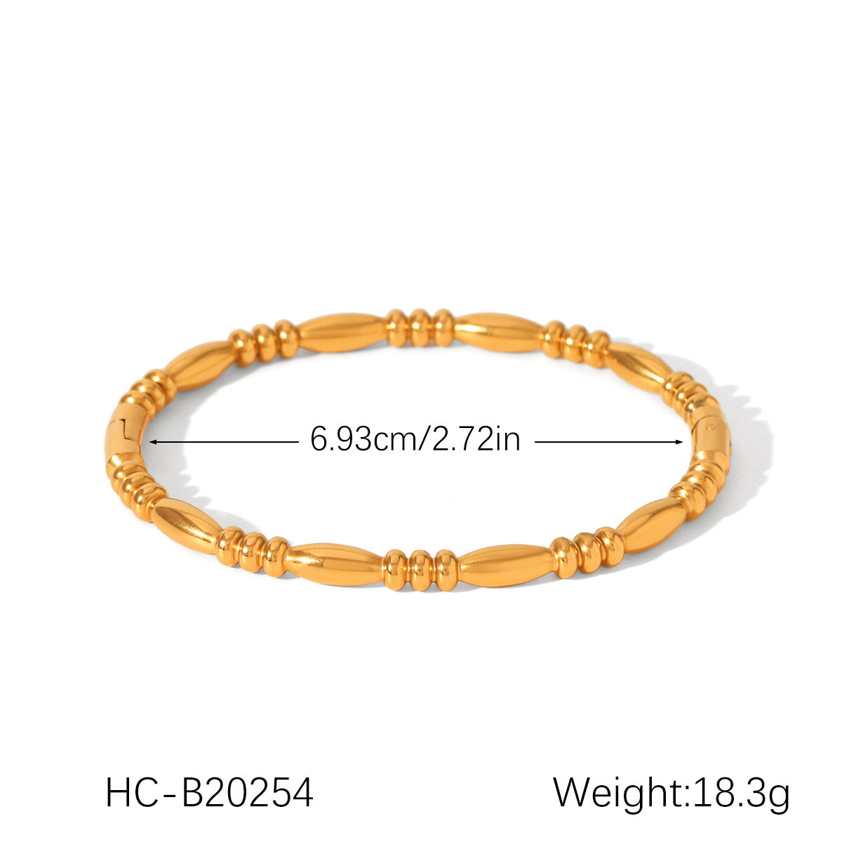 Bracciale rigido minimalista da donna con fiocco e apertura, in acciaio inossidabile placcato oro 18K