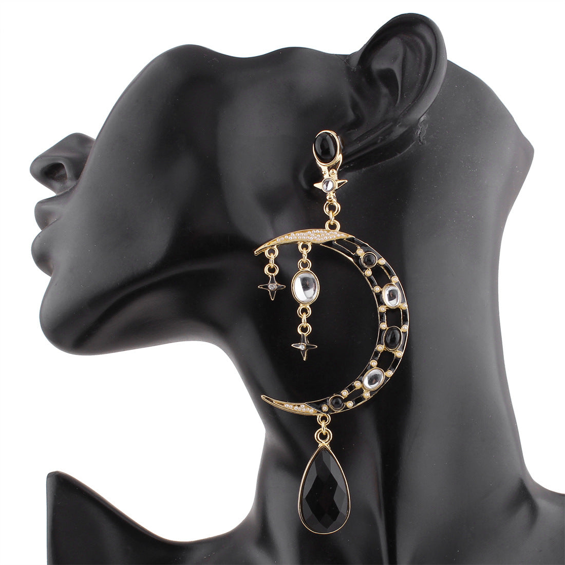 Ethnic Style Star and Moon Shaped Resin and Alloy Earrings with Plated Finish for Women