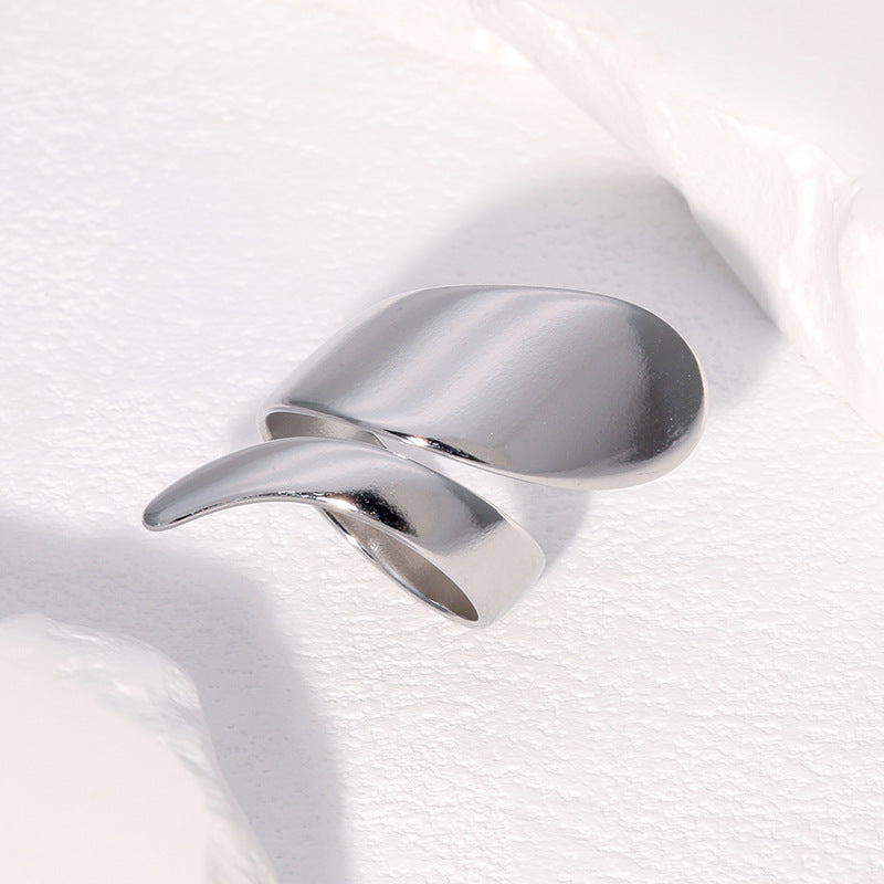 Anello aperto regolabile da donna a spirale geometrica minimalista in acciaio inossidabile con finitura placcata