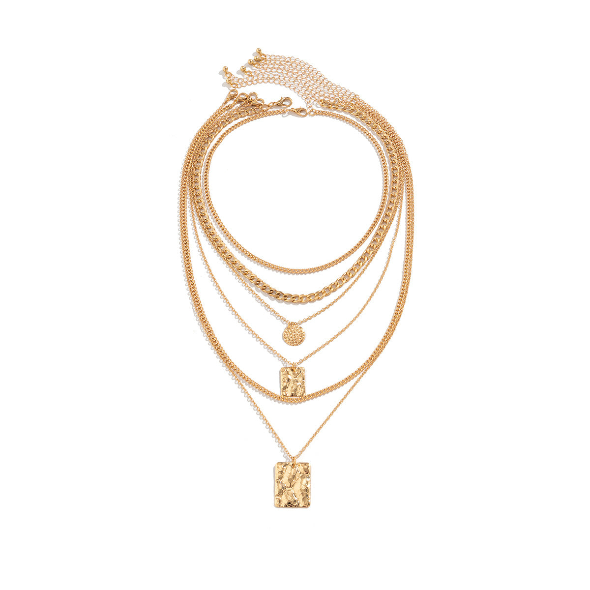 Minimalist Geometric Pendant Necklace for Women with Snake Skin Texture, Electroplated Alloy, O-Chain Design