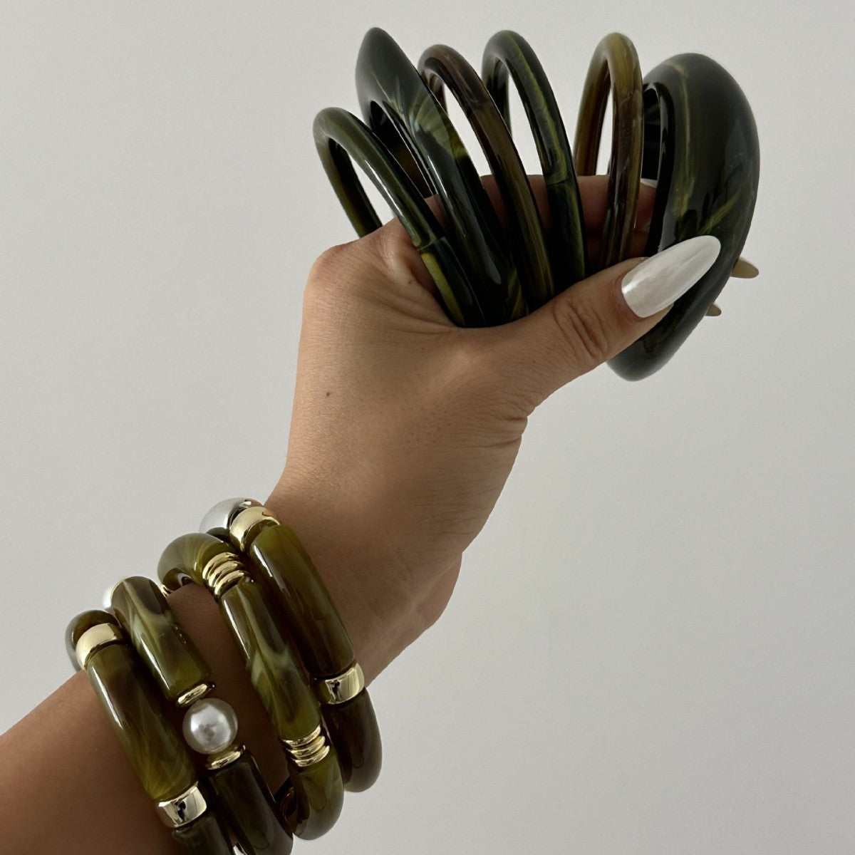 Bracciale Vintage Geometrico Acrilico a Goccia di Olio con Gradiente