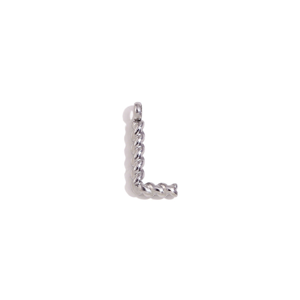Colgante minimalista de acero inoxidable chapado en oro de 18 quilates con mini letra retorcida para mujer