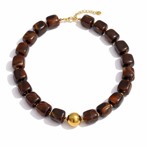 Casual Square Resin Polished Pendant Necklace for Women