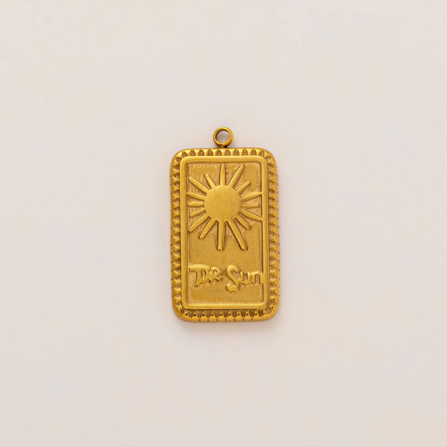 Vintage PVD 18K Gold Plated Stainless Steel Sun Pendant Charm Bar for Women