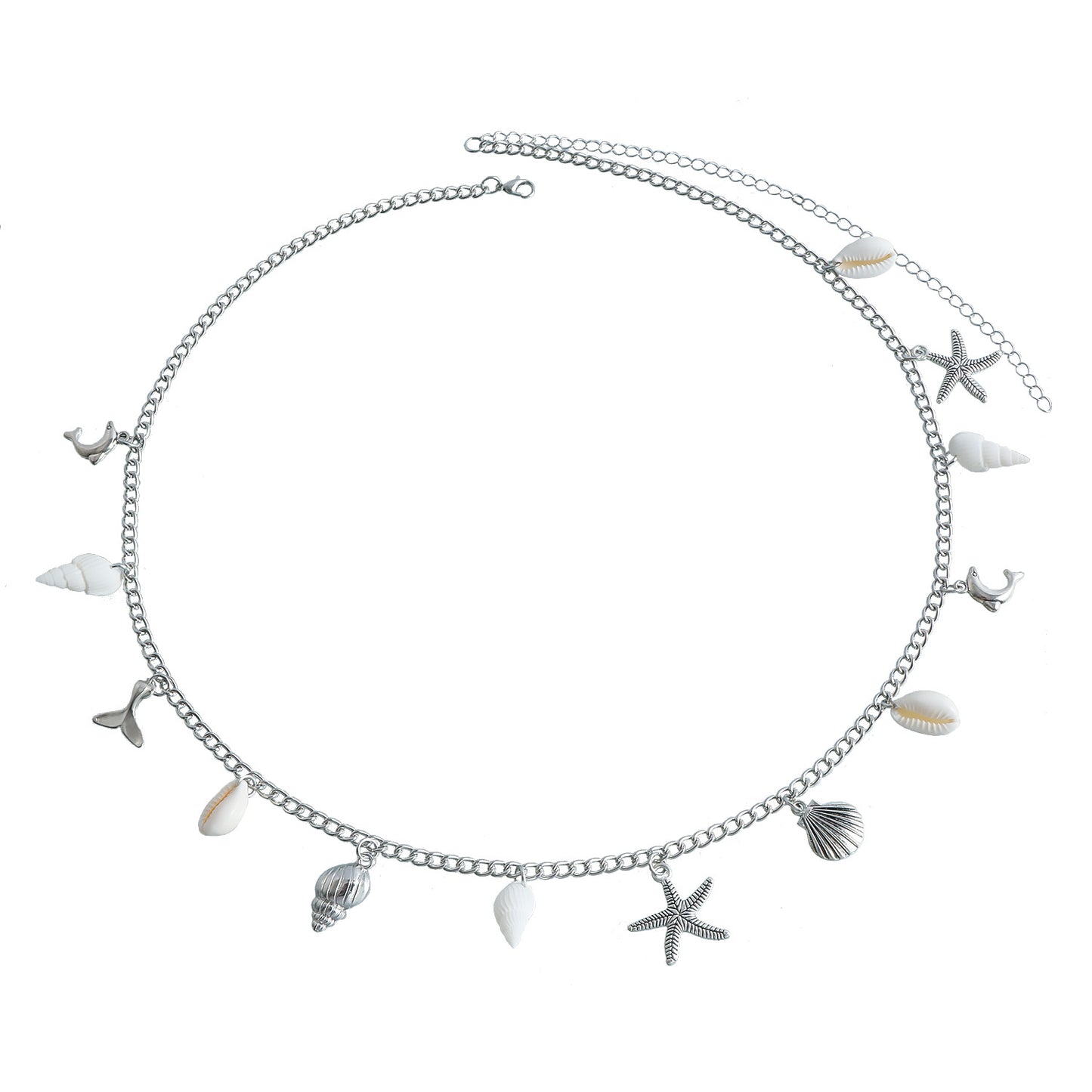 Casual Beach-Themed Shell Star Conch Waist Chain for Women with Metal Construction
