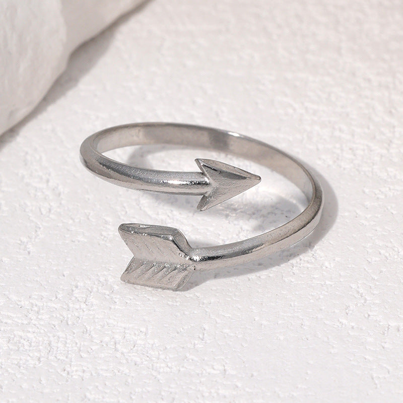 Minimalist 18K Gold Plated Geometric Arrow Open Ring Stainless Steel